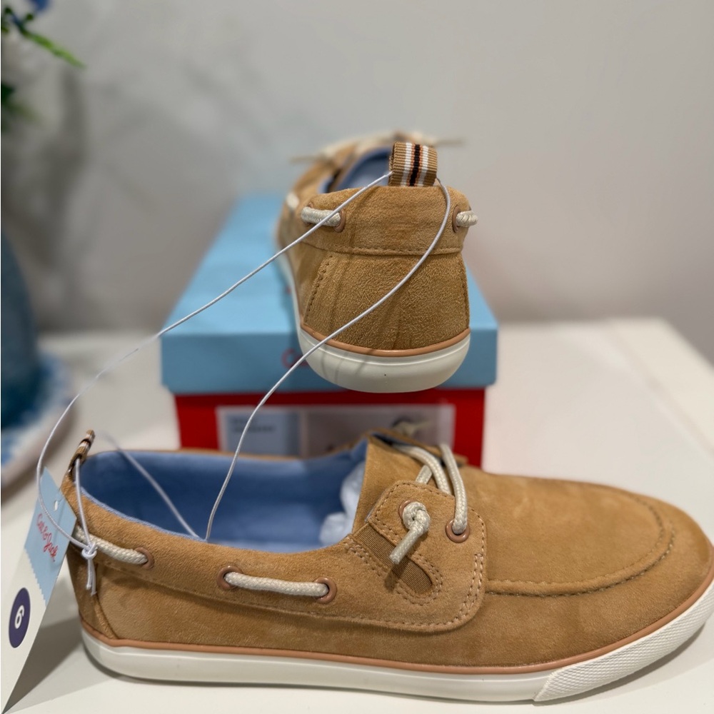 Cat & Jack Boy's Tan Reece Slip On Boat Shoes Size 1 NWT